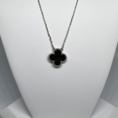 Black And Silver Clover Necklace